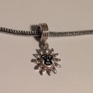 Silver Sun Dangle Charm for Pandora Style Bracelet